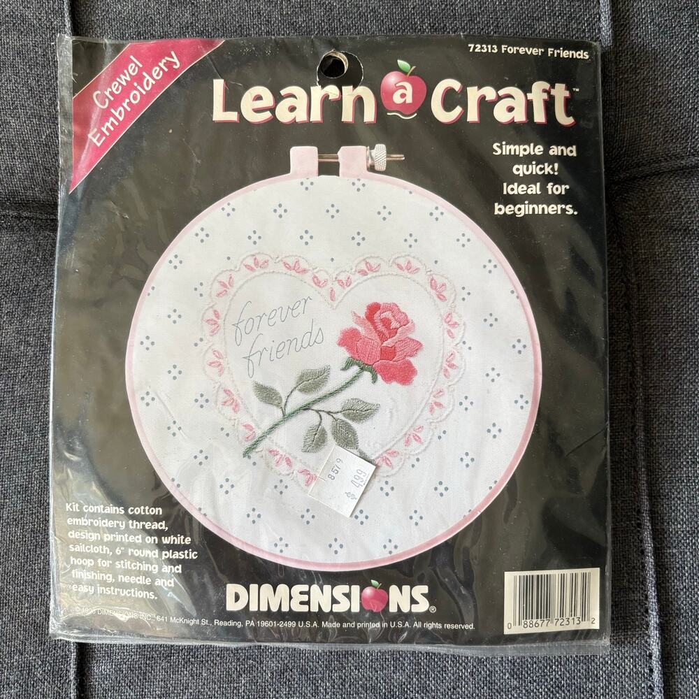 Forever Friends Rose Vintage Stamped Crewel Embroidery Kit by Dimensions - 1996